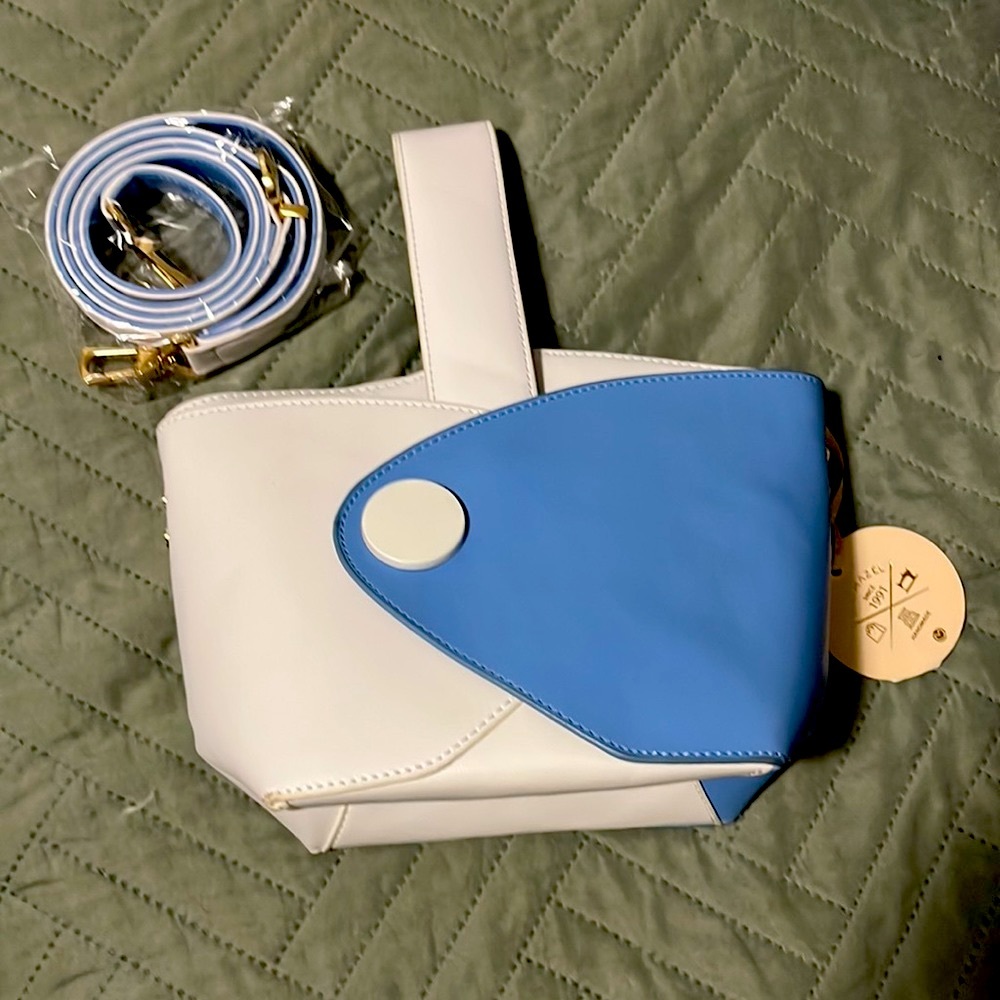 NWT blue and white leather mini  Handbag.